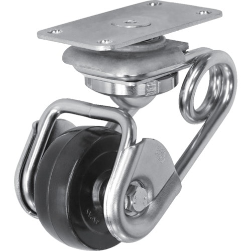 トラスコ中山 シシク 緩衝キャスター5 自在 50径 Rゴム車(ご注文単位1個)【直送品】