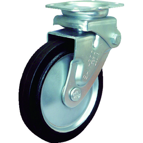 トラスコ中山 シシク 緩衝キャスター 固定 ゴム車輪 200径(ご注文単位1個)【直送品】