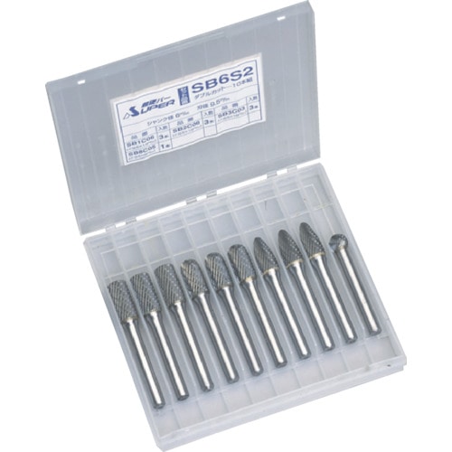 トラスコ中山 スーパー スーパー超硬バーセット シャンク径6mm、10本組セット(4種類入)（ご注文単位1セット）【直送品】