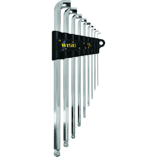 トラスコ中山 ワイズ ボールポイント剛短レンチ 9本セット(ロングタイプ)(ご注文単位1セット)【直送品】