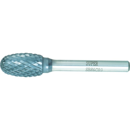 トラスコ中山 スーパー スーパー超硬バー 重切削用 ロー付タイプ 卵型 刃径：9.5mm 軸径：6.0mm（ご注文単位1本）【直送品】