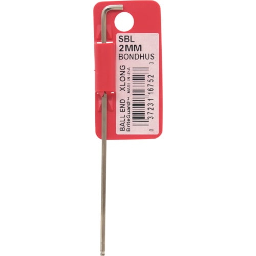 トラスコ中山 ボンダス スタビー・ボールポイント・L-レンチ エクストラロング 2mm (首下ショートタイプ)(ご注文単位1本)【直送品】