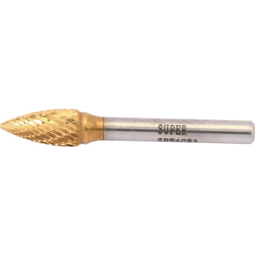 トラスコ中山 スーパー スーパー超硬バー チタンコーティング ロー付タイプ ポイント型(ダブルカット)刃径：9.5mm 軸径：6.0mm（ご注文単位1本）【直送品】