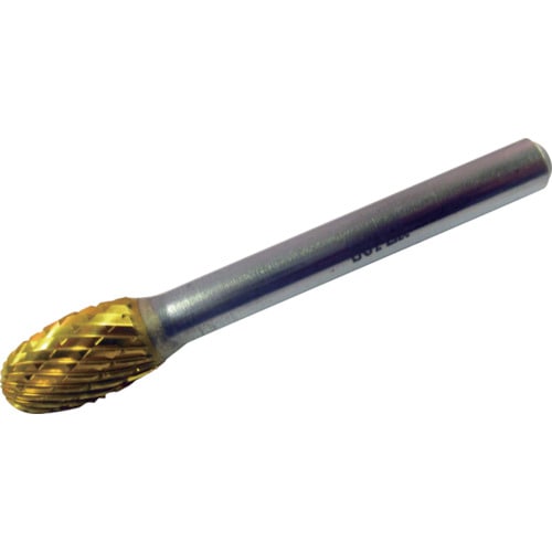 トラスコ中山 スーパー スーパー超硬バー チタンコーティング ロー付タイプ 卵型(ダブルカット)刃径：9.5mm 軸径：6.0mm（ご注文単位1本）【直送品】