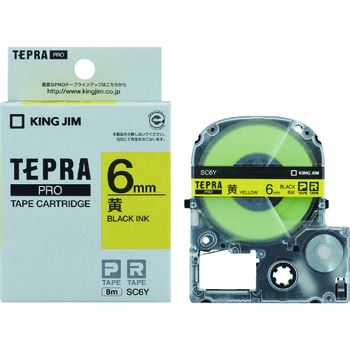 トラスコ中山 キングジム ラベルプリンタ用テープカートリッジ テプラPROテ-プカ-トリッジ カラータイプ(黄に黒文字) 304-1051(ご注文単位1個)【直送品】