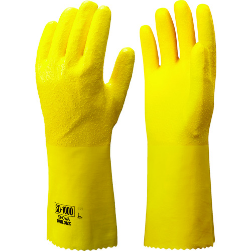 トラスコ中山 ショーワ ポリウレタン製オールコート裏布付き手袋 SD-1000 イエロー Lサイズ(ご注文単位1組)【直送品】