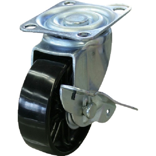 トラスコ中山 ユーエイ キャスターS付自在車 ナイロン車輪径65 黒キャスター(ご注文単位1個)【直送品】