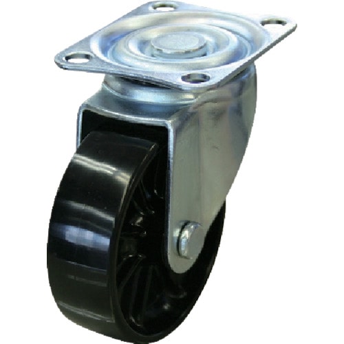 トラスコ中山 ユーエイ キャスター自在車 ナイロン車輪径65 黒キャスター(ご注文単位1個)【直送品】