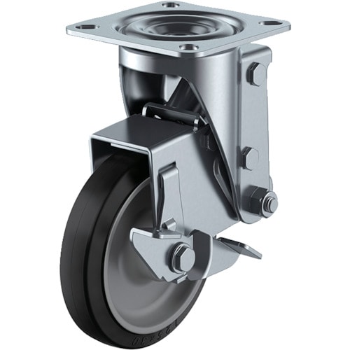 トラスコ中山 ユーエイ クッションキャスター 125径 自在車 ストッパー付 ゴム車輪(ご注文単位1個)【直送品】