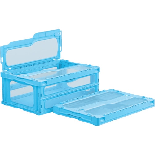 トラスコ中山 サンコー フタ一体型折りたたみコンテナー 559200 マドコンライトC-55Bブルー(ご注文単位1個)【直送品】