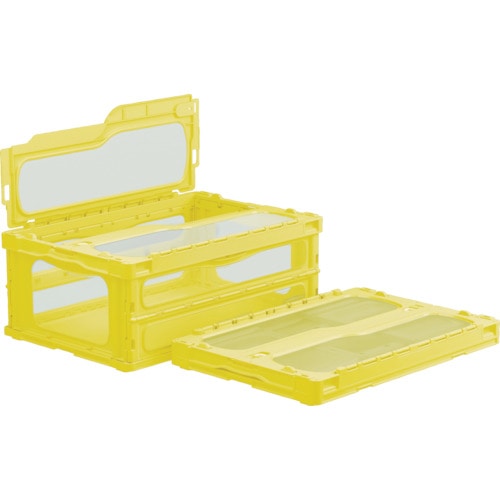 トラスコ中山 サンコー フタ一体型折りたたみコンテナー 559200 マドコンライトC-55Bイエロー(ご注文単位1個)【直送品】