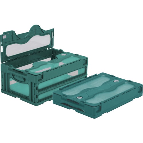 トラスコ中山 サンコー フタ一体型折りたたみコンテナー 559030 マドコンCー30Bグリーン(ご注文単位1個)【直送品】