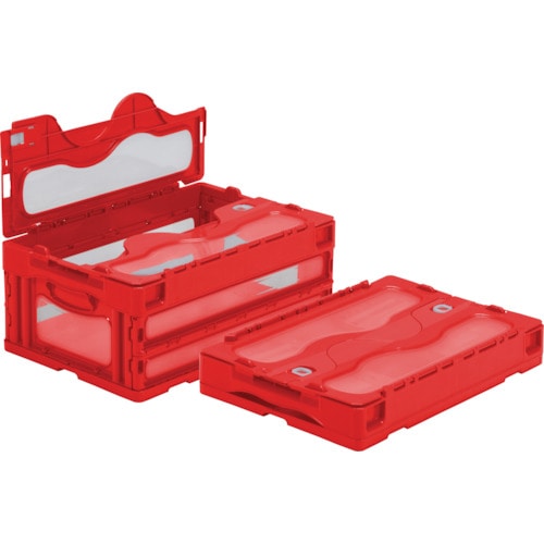 トラスコ中山 サンコー フタ一体型折りたたみコンテナー 559030 マドコンCー30Bレッド（ご注文単位1個）【直送品】