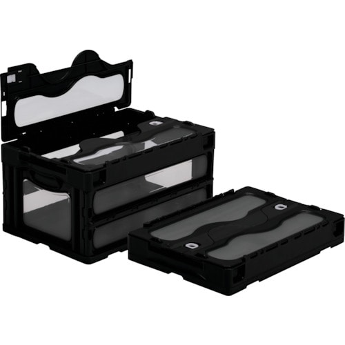 トラスコ中山 サンコー フタ一体型折りたたみコンテナー 559020 マドコンCー40Bブラック(ご注文単位1個)【直送品】