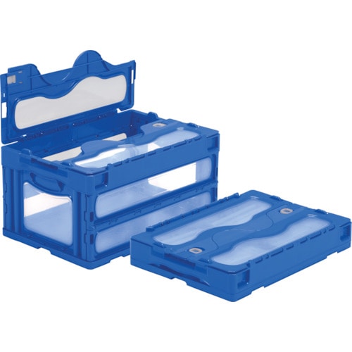 トラスコ中山 サンコー フタ一体型折りたたみコンテナー 559020 マドコンCー40Bブルー(ご注文単位1個)【直送品】