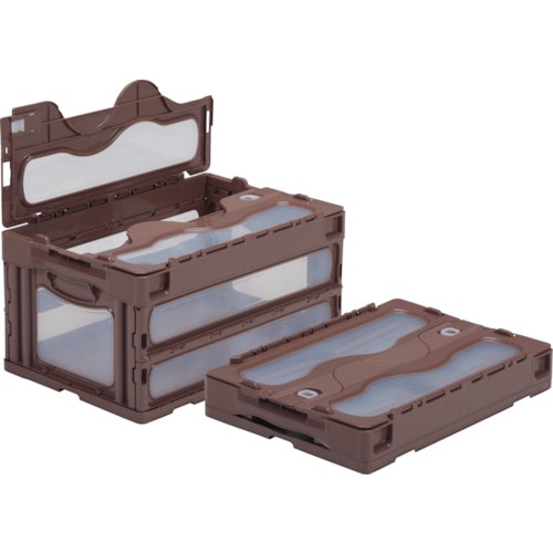 トラスコ中山 サンコー フタ一体型折りたたみコンテナー 559020 マドコンCー40Bブラウン(ご注文単位1個)【直送品】