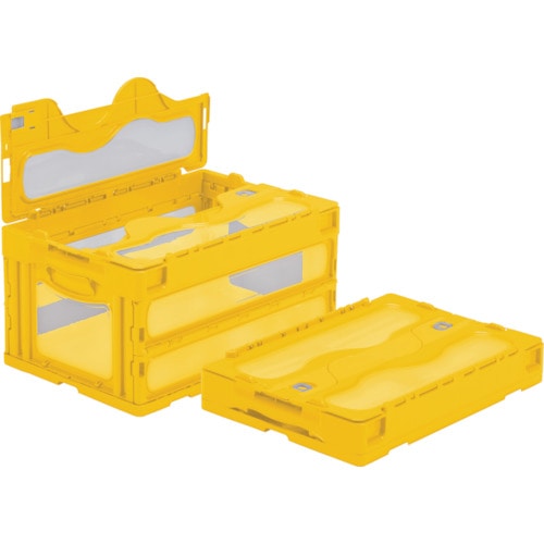 トラスコ中山 サンコー フタ一体型折りたたみコンテナー 559020 マドコンCー40Bイエロー(ご注文単位1個)【直送品】