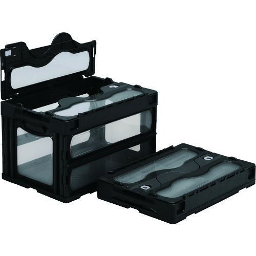 トラスコ中山 サンコー フタ一体型折りたたみコンテナー 559000 マドコンCー50Bブラック(ご注文単位1個)【直送品】