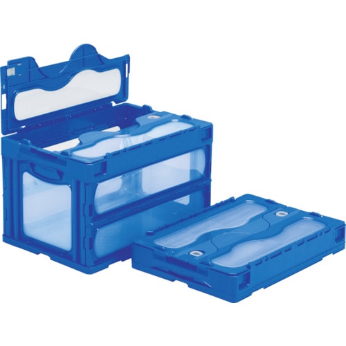 トラスコ中山 サンコー フタ一体型折りたたみコンテナー 559000 マドコンCー50Bブルー(ご注文単位1個)【直送品】