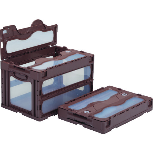 トラスコ中山 サンコー フタ一体型折りたたみコンテナー 559000 マドコンCー50Bブラウン(ご注文単位1個)【直送品】