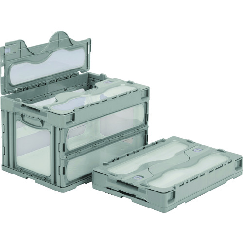 トラスコ中山 サンコー フタ一体型折りたたみコンテナー 559000 マドコンCー50B ライトグレー(ご注文単位1個)【直送品】