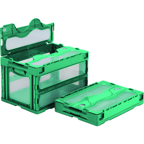 トラスコ中山 サンコー フタ一体型折りたたみコンテナー 559000 マドコンCー50Bグリーン(ご注文単位1個)【直送品】