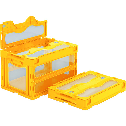 トラスコ中山 サンコー フタ一体型折りたたみコンテナー 559000 マドコンCー50Bイエロー(ご注文単位1個)【直送品】