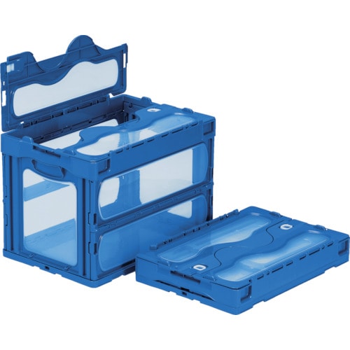トラスコ中山 サンコー フタ一体型折りたたみコンテナー 559230 マドコンC-60Bブルー(ご注文単位1個)【直送品】