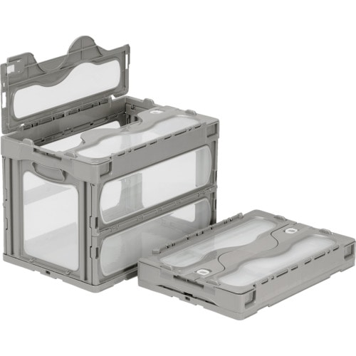 トラスコ中山 サンコー フタ一体型折りたたみコンテナー 559230 マドコンC-60B ライトグレー(ご注文単位1個)【直送品】