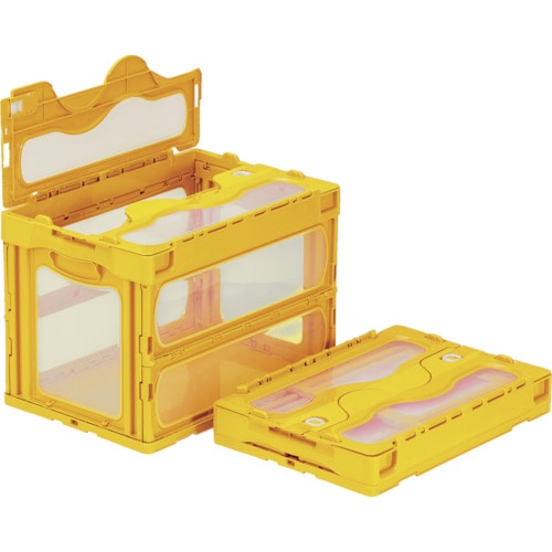 トラスコ中山 サンコー フタ一体型折りたたみコンテナー 559230 マドコンC-60Bイエロー(ご注文単位1個)【直送品】