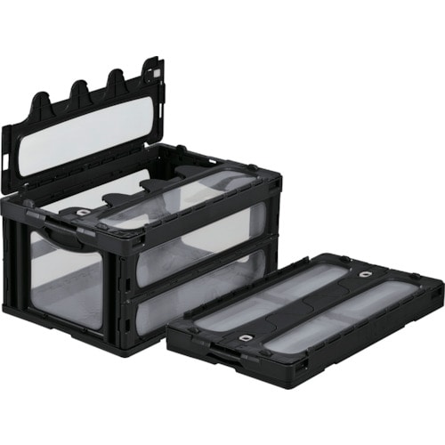 トラスコ中山 サンコー フタ一体型折りたたみコンテナー 559060 マドコンCー75Bブラック(ご注文単位1個)【直送品】