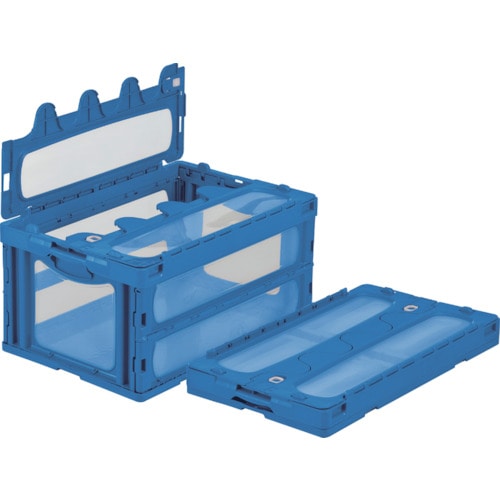 トラスコ中山 サンコー フタ一体型折りたたみコンテナー 559060 マドコンCー75Bブルー(ご注文単位1個)【直送品】