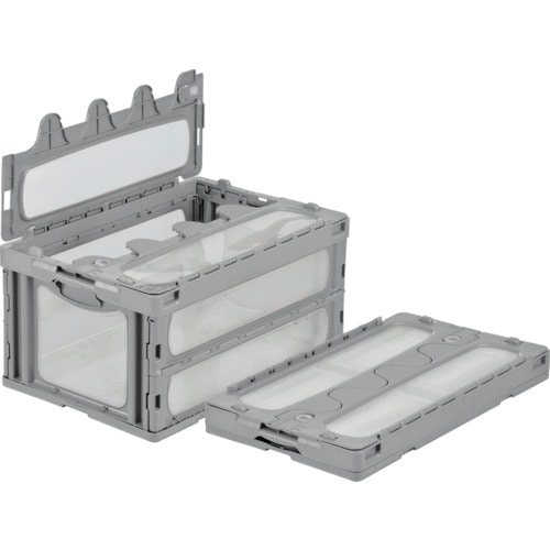 トラスコ中山 サンコー フタ一体型折りたたみコンテナー 559060 マドコンCー75B ライトグレー(ご注文単位1個)【直送品】