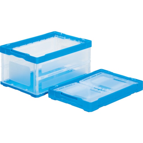 トラスコ中山 サンコー 折りたたみコンテナー 558990 オリコンF41B 透明ブルー(ご注文単位1個)【直送品】