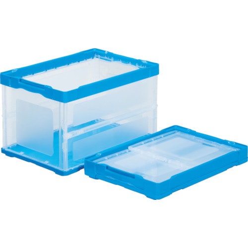 トラスコ中山 サンコー 折りたたみコンテナー 558970 オリコンF51B 透明ブルー(ご注文単位1個)【直送品】