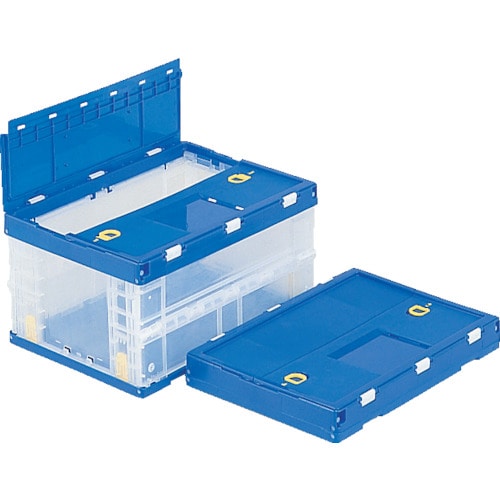 トラスコ中山 サンコー フタ一体型折りたたみコンテナー 551460 サンクレットオリコンP22B透明青(ご注文単位1個)【直送品】