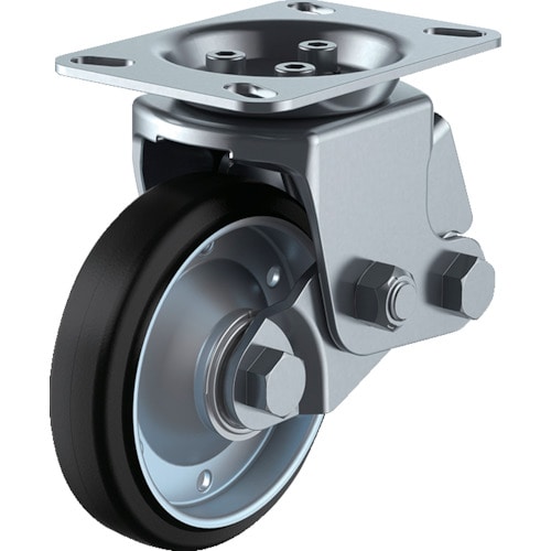トラスコ中山 ユーエイ プレート式キャスター 固定車 200径 耐摩耗ゴム車輪(ご注文単位1個)【直送品】