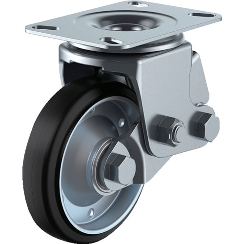 トラスコ中山 ユーエイ プレート式キャスター 自在車 200径 耐摩耗ゴム車輪(ご注文単位1個)【直送品】