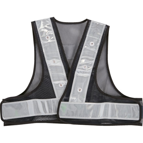 トラスコ中山 TRUSCO LED付ショート安全ベスト ネイビー×ホワイト(ご注文単位1着)【直送品】