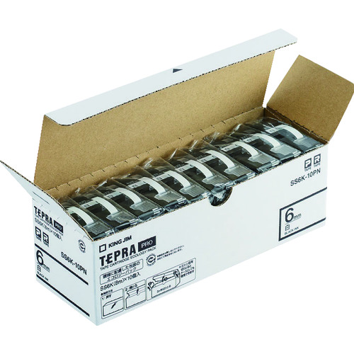 トラスコ中山 キングジム ラベルプリンタ用テープカートリッジ 「テプラ」PROテープエコパック(10個入り)(ご注文単位1パック)【直送品】