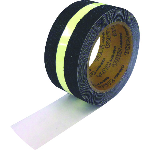 トラスコ中山 カーボーイ すべり止めテープザラザラ 蓄光ライン(ご注文単位1巻)【直送品】