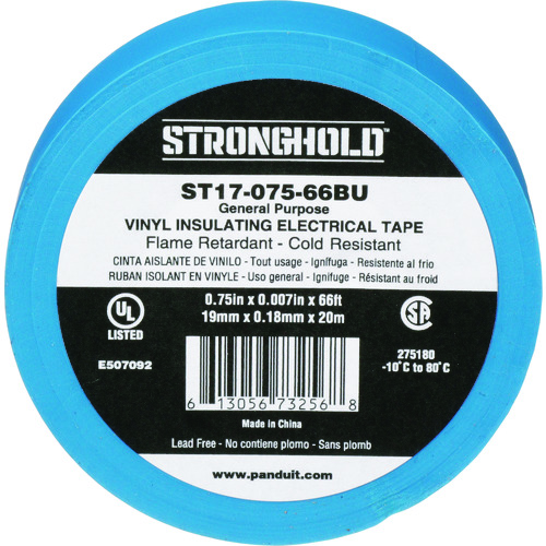 トラスコ中山 ストロングホールド StrongHoldビニールテープ 一般用途用 青 幅19.1mm 長さ20m ST17-075-66BU(ご注文単位1袋)【直送品】