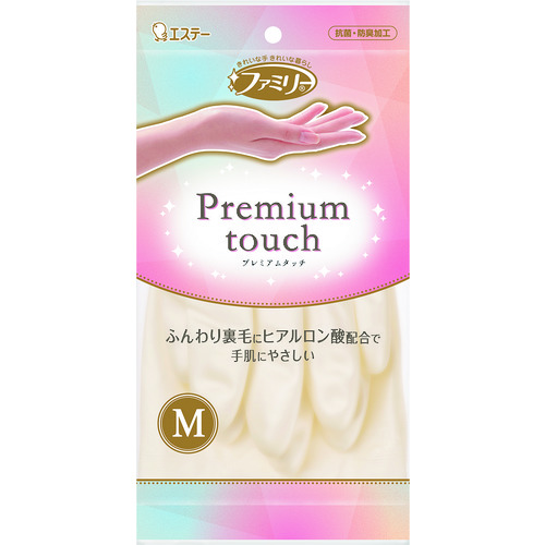 トラスコ中山 エステー ビニール手袋 ファミリープレミアムタッチ ヒアルロン酸 M ホワイト(ご注文単位1組)【直送品】