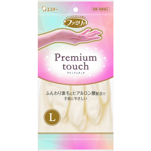トラスコ中山 エステー ビニール手袋 ファミリープレミアムタッチ ヒアルロン酸 L ホワイト(ご注文単位1組)【直送品】