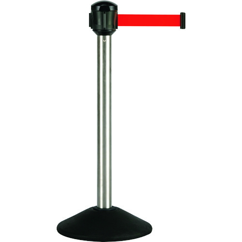 トラスコ中山 テラモト ベルトパーテーション AW屋外対応 PETベルト5m ヘアライン 赤(ご注文単位1台)【直送品】