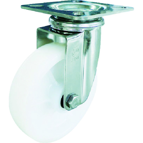 トラスコ中山 ユーエイ ステンレスキャスター自在車 100径ナイロン車輪(ご注文単位1個)【直送品】