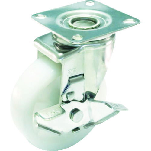 トラスコ中山 ユーエイ ステンレスキャスターシングルS付自在車 100径ナイロン車(ご注文単位1個)【直送品】