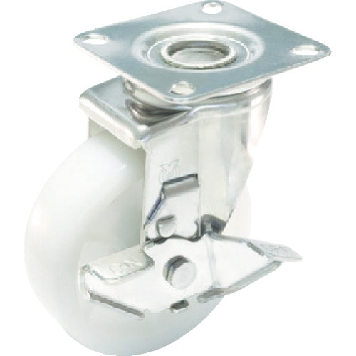 トラスコ中山 ユーエイ ステンレスキャスターシングルS付自在車 200径ナイロン車(ご注文単位1個)【直送品】