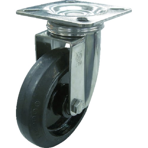 トラスコ中山 ユーエイ ステンレスキャスター自在車 100径ナイロンホイルゴム車輪(ご注文単位1個)【直送品】