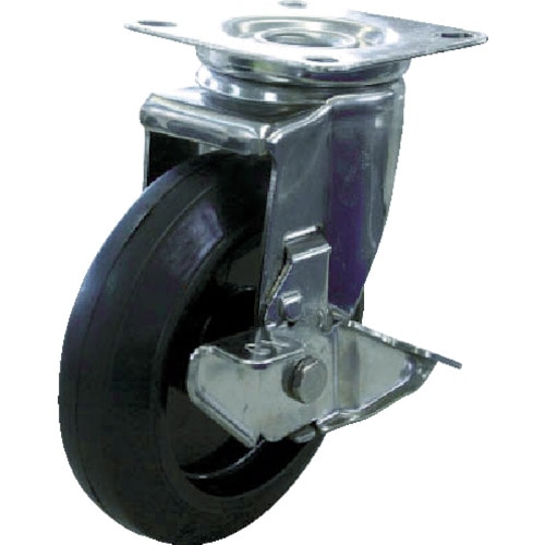 トラスコ中山 ユーエイ ステンレスキャスターシングルS付自在車 150径ナイロンホイルゴム車輪(ご注文単位1個)【直送品】